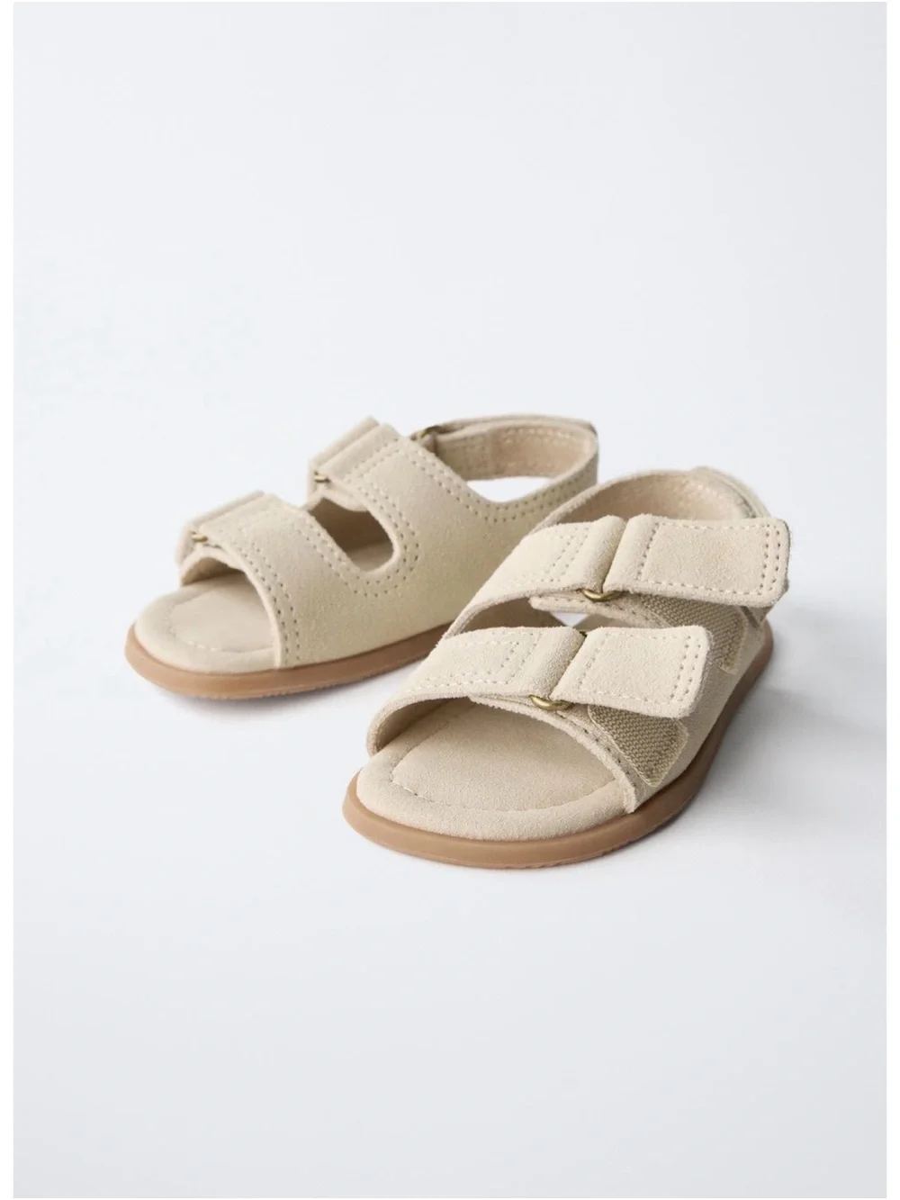 Zara Kids NWT Beige Double-Strap Velcro Sandals